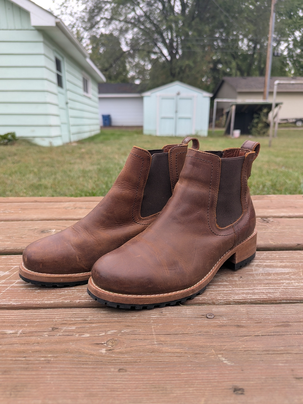 Women's Patina Leather Chelsea Boots Size 8